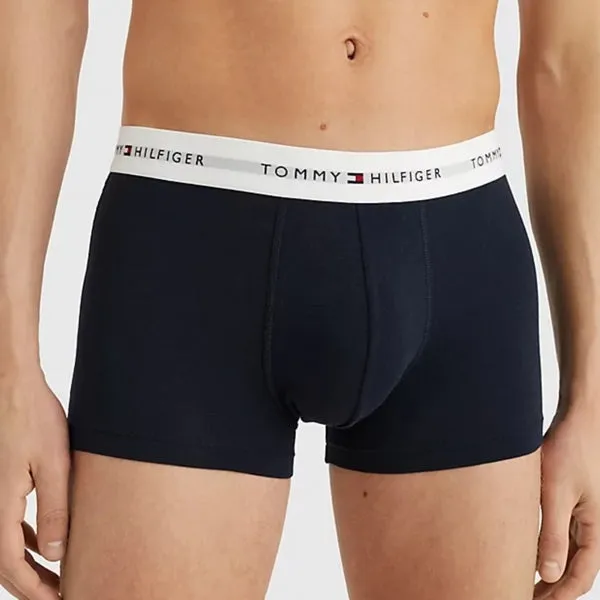 3 PACK LOGO Mens Cotton Trunks Navy