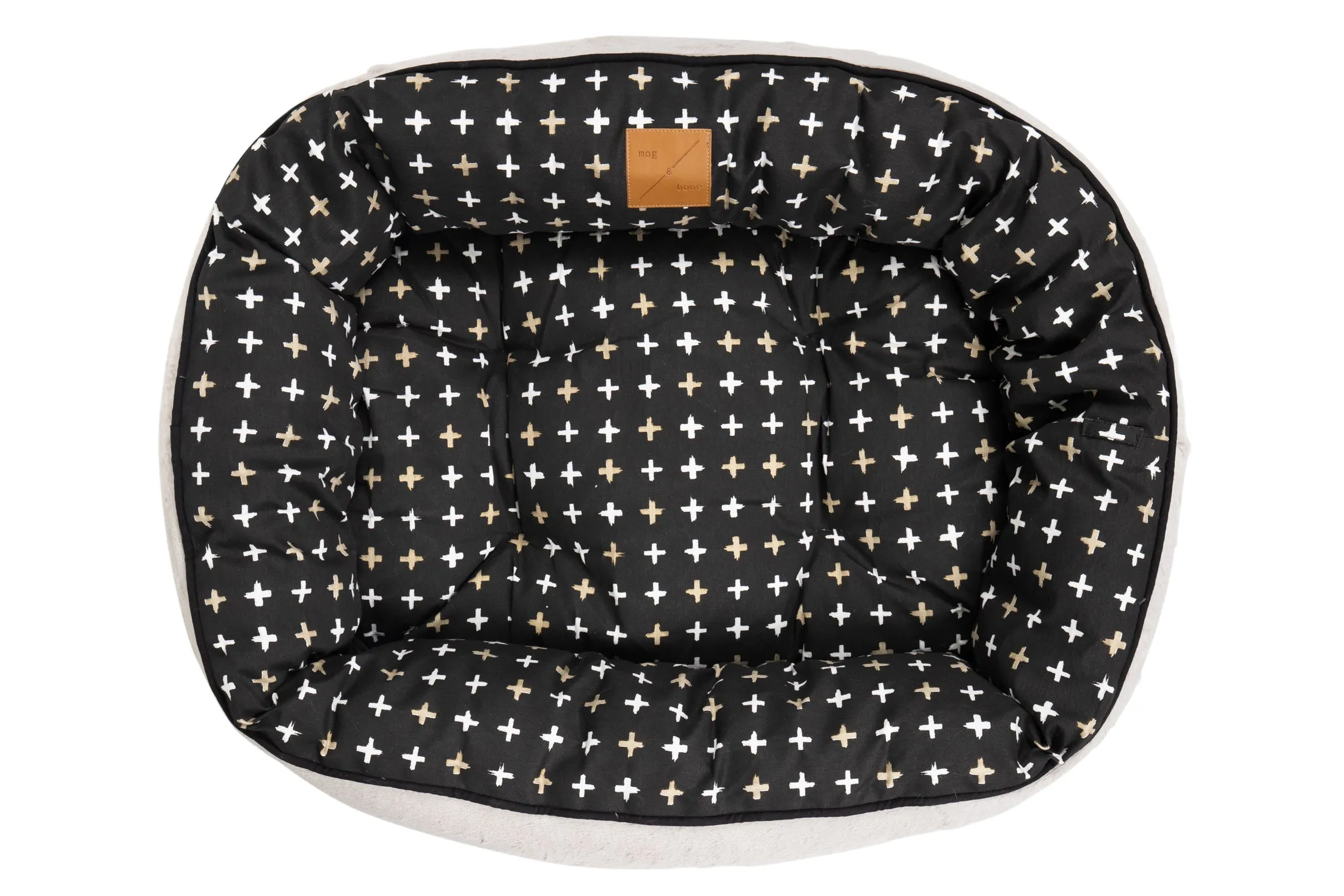 4 Seasons Reversible Circular Dog Bed - Black Metallic Cross Print