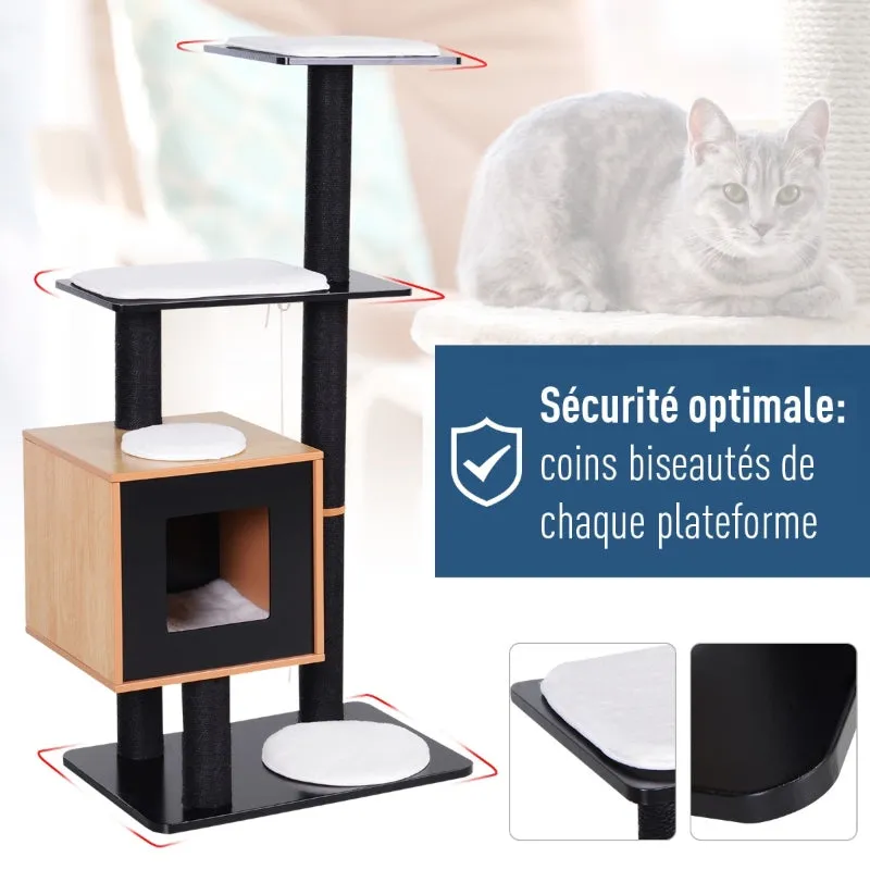 47"  Cat Tree Condo with Scratching Post - Black