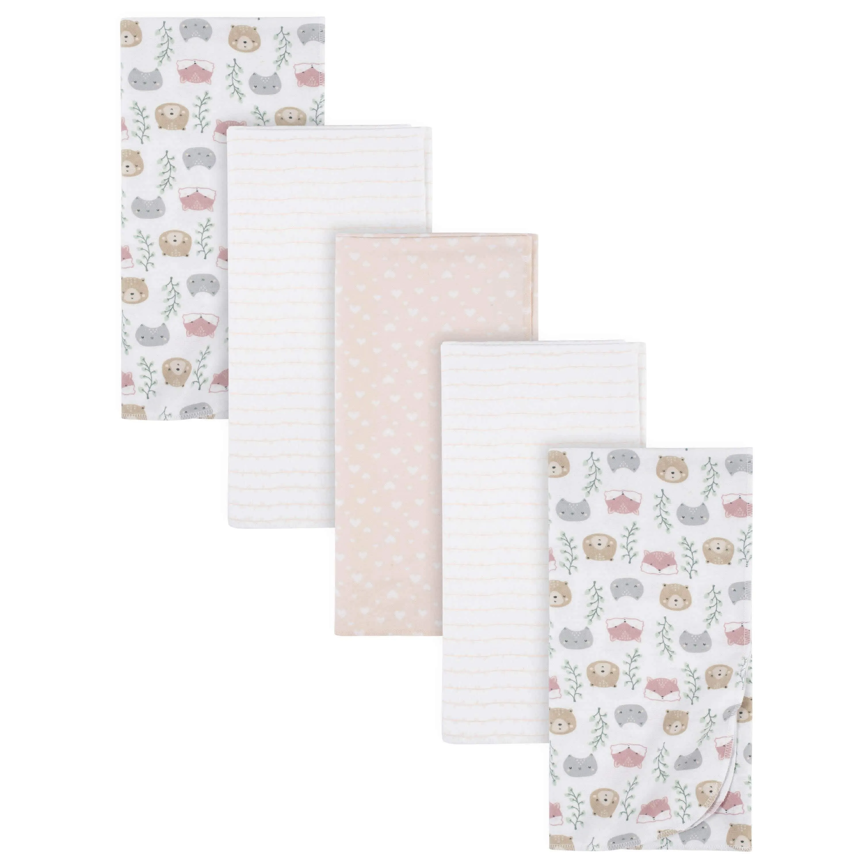 5-Pack Baby Girls Woodland Critters Flannel Receiving Blankets