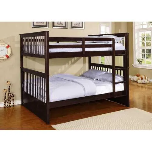 80.25" X 58.5" X 68.75" Brown Solid Wood and  Manufactured Wood Full or Full Bunk Bed