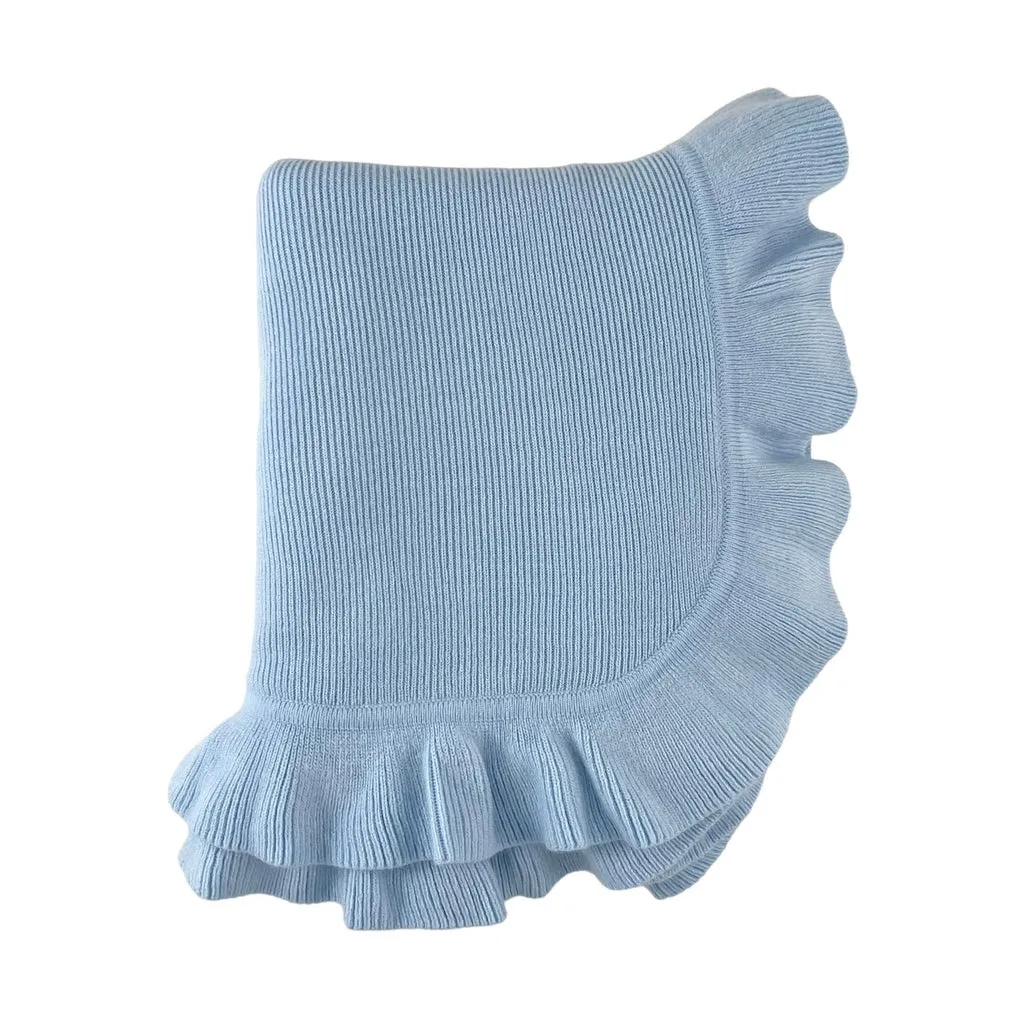 A Soft Idea Cashmere Like Acrylic Jersey Knit Ruffle Blanket 5108