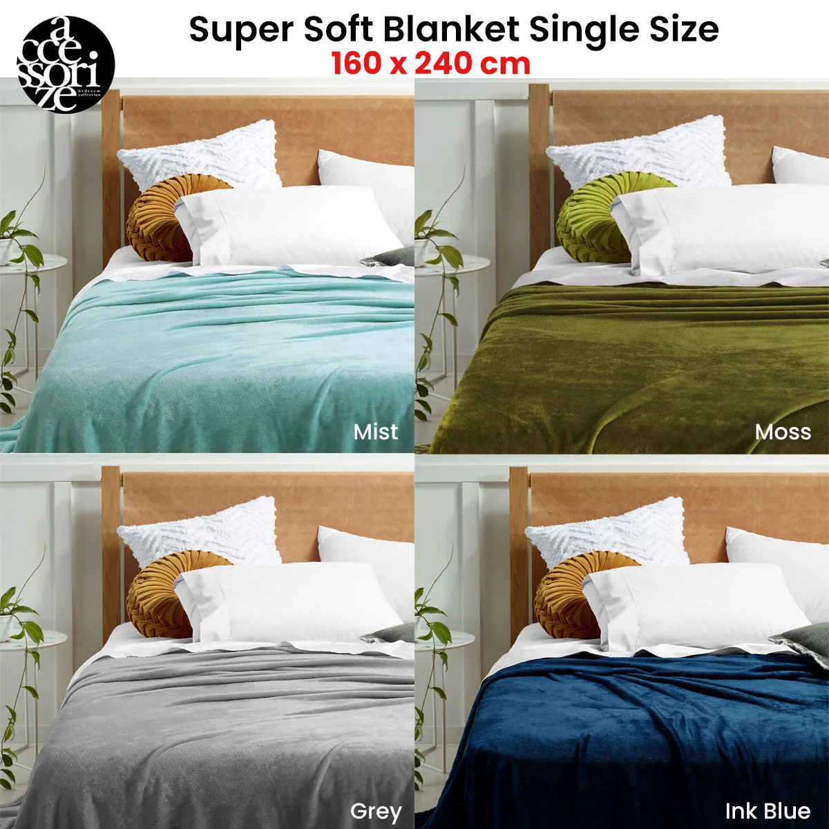 Accessorize Super Soft Blanket Single Moss Green