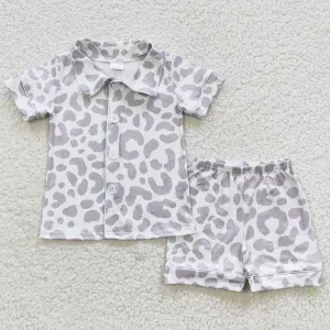 Baby Girls Pajamas Set Western White Leopard Shorts Pajamas BSSO0272