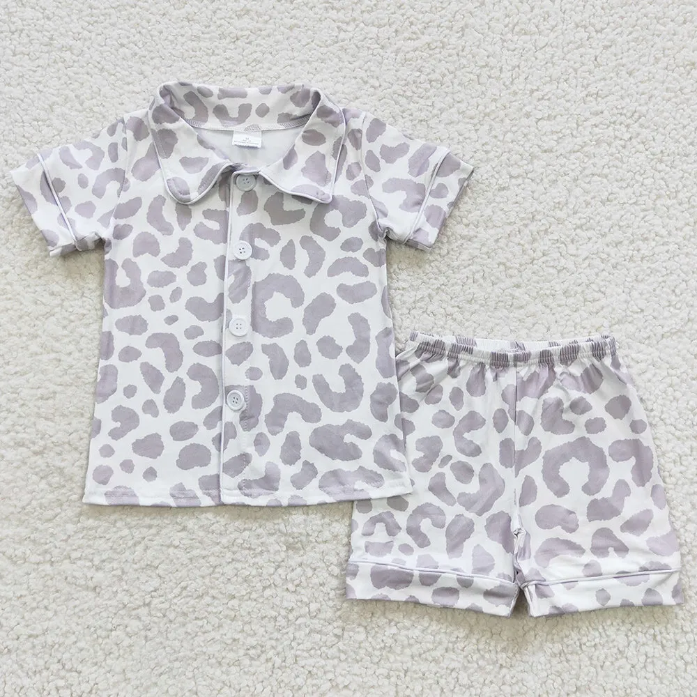 Baby Girls Pajamas Set Western White Leopard Shorts Pajamas BSSO0272