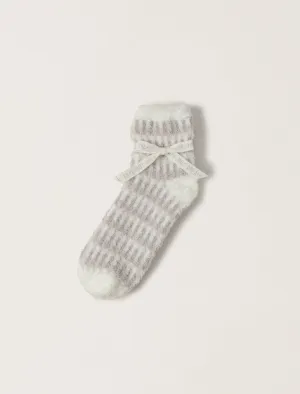 Barefoot Dreams CozyChic® Stripe Geo Tennis Socks in Pearl Multi