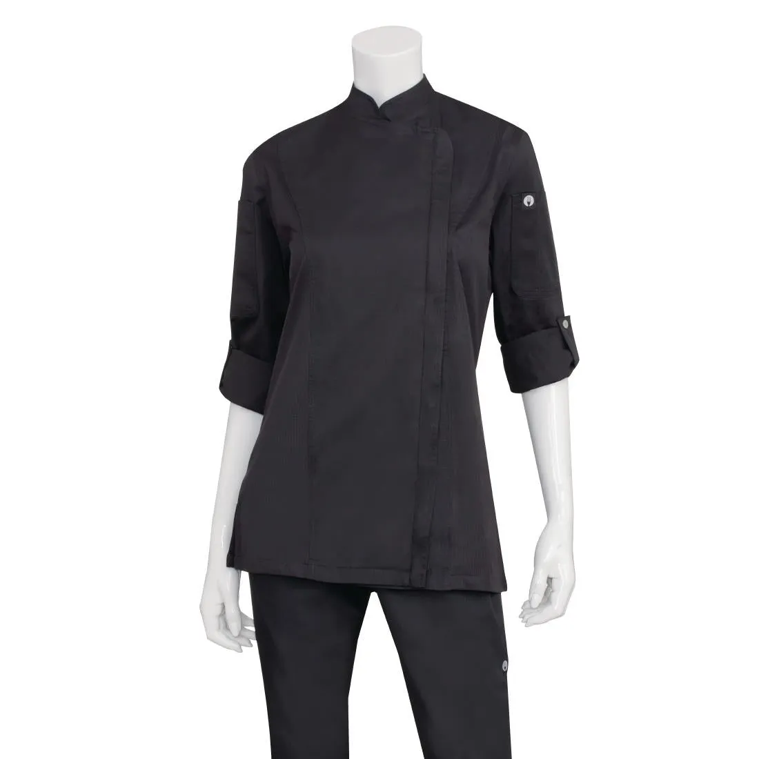 BB090-XXL Chef Works Hartford Lightweight Zip Womens Chef Jacket Black XXL