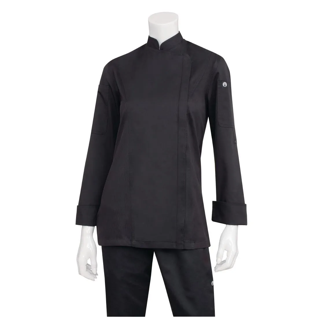 BB090-XXL Chef Works Hartford Lightweight Zip Womens Chef Jacket Black XXL