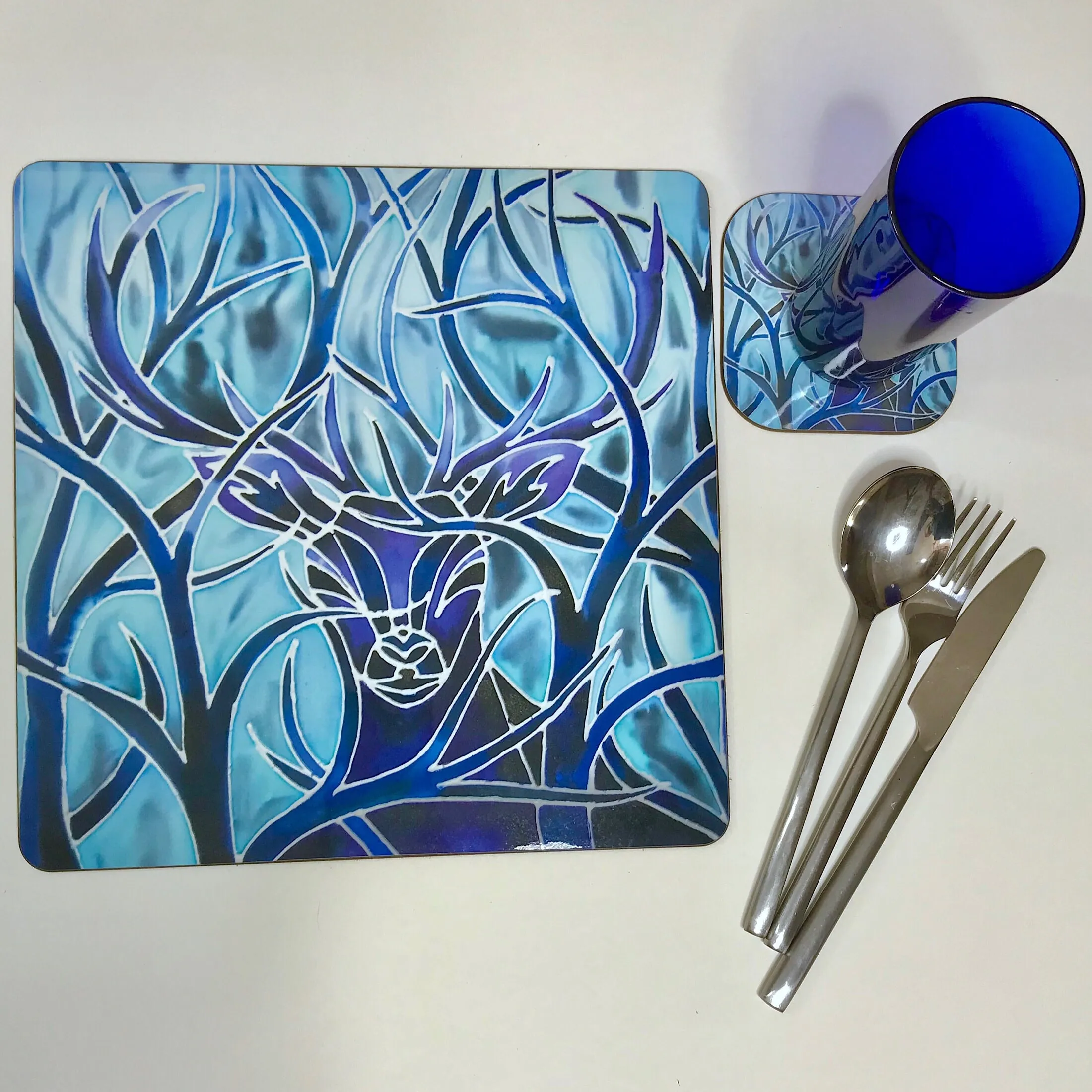 Blue Stag Round Mats & Coasters - Wildlife Table Mats