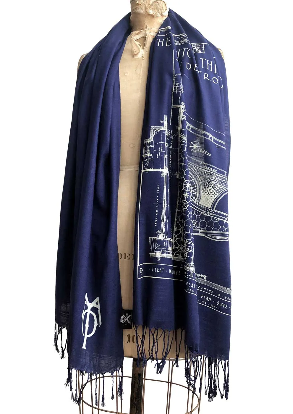 Blueprint Bamboo Scarf. Capitol Theatre, Detroit Opera House Pashmina