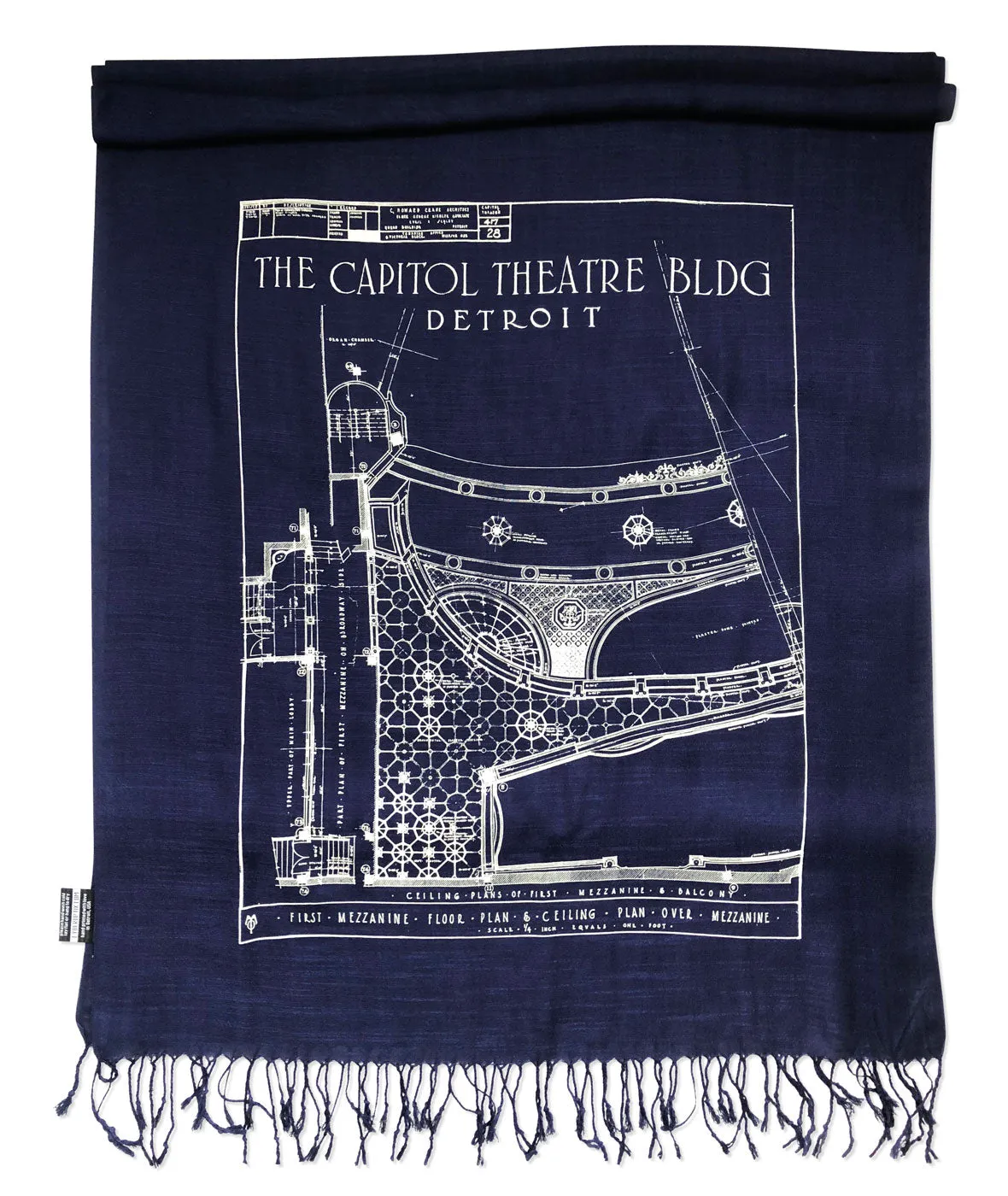 Blueprint Bamboo Scarf. Capitol Theatre, Detroit Opera House Pashmina