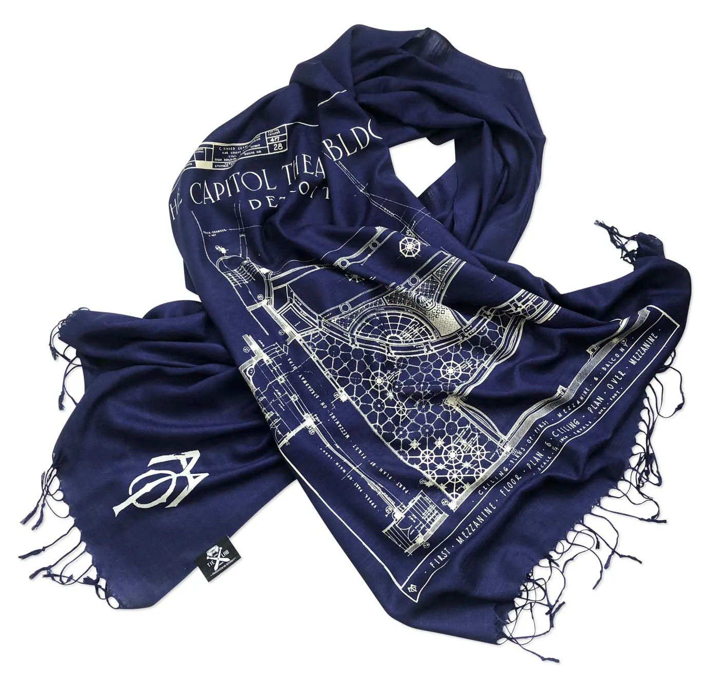 Blueprint Bamboo Scarf. Capitol Theatre, Detroit Opera House Pashmina