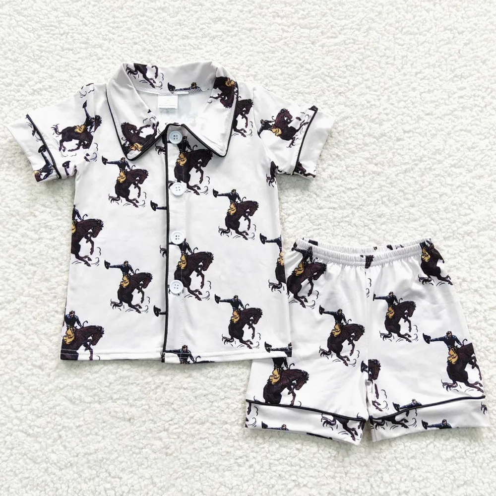 Boutique Baby Kids Pajamas Western Rodeo Shorts Pajamas BSSO0277