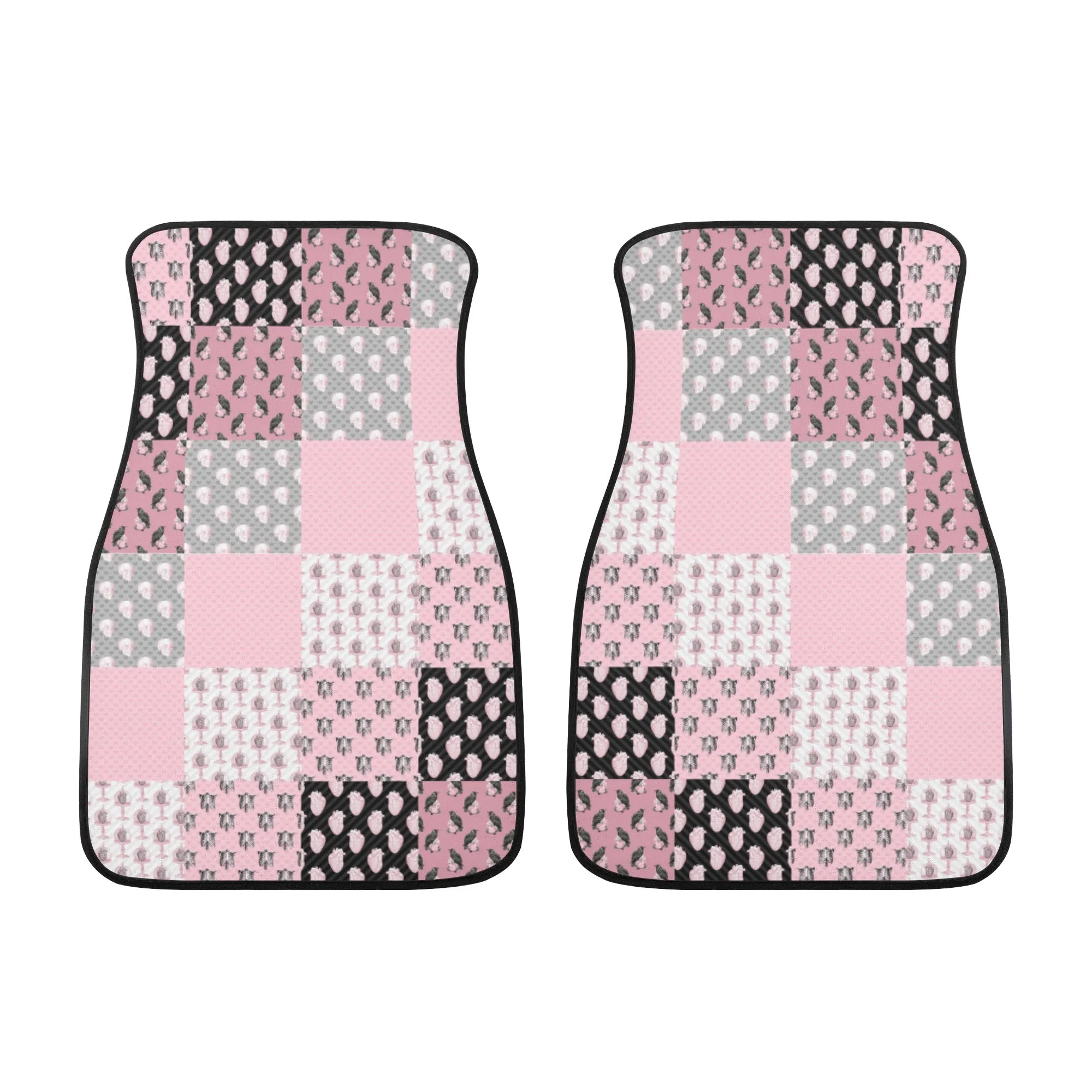 Car Floor Mats | Set of 4 | Universal size | All Weather proof | Affordable | Washable- Pastel Goth Checkered