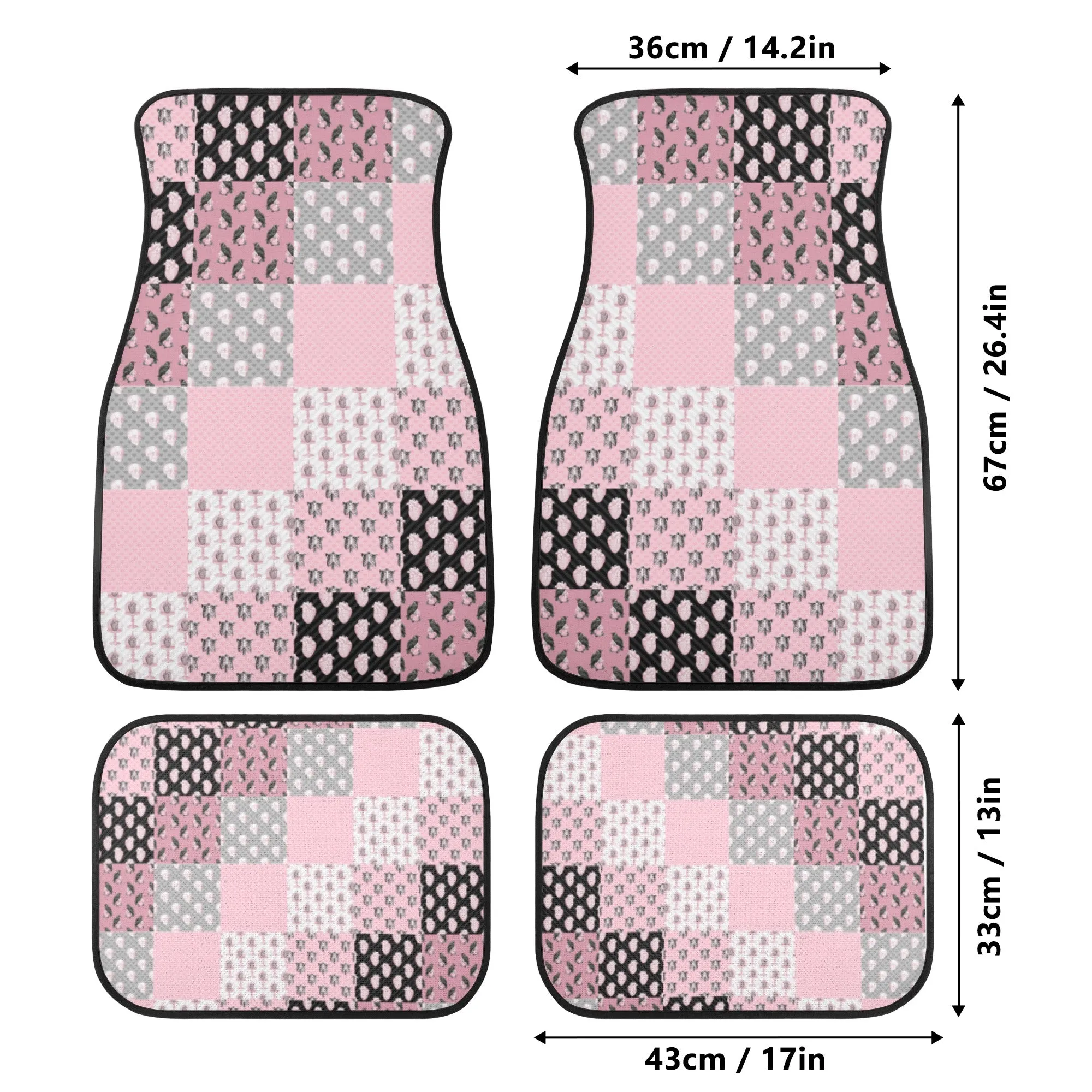 Car Floor Mats | Set of 4 | Universal size | All Weather proof | Affordable | Washable- Pastel Goth Checkered