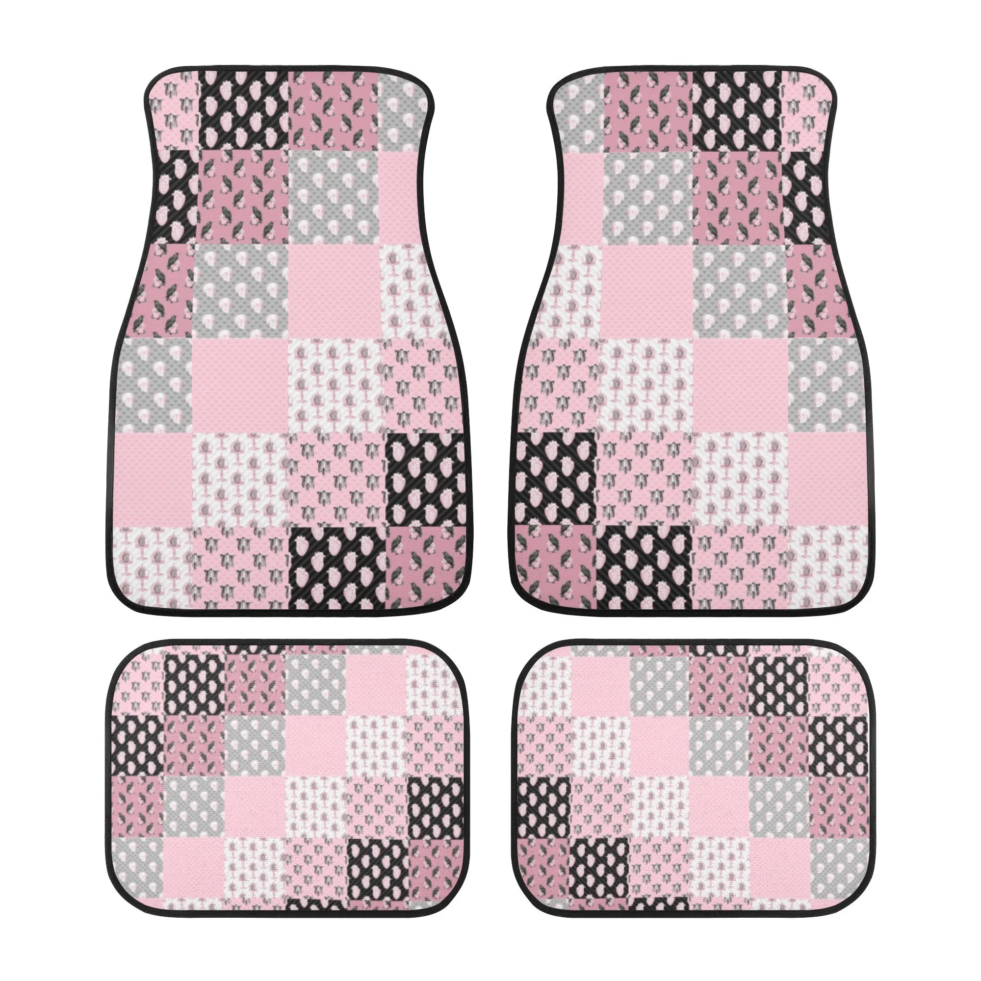 Car Floor Mats | Set of 4 | Universal size | All Weather proof | Affordable | Washable- Pastel Goth Checkered