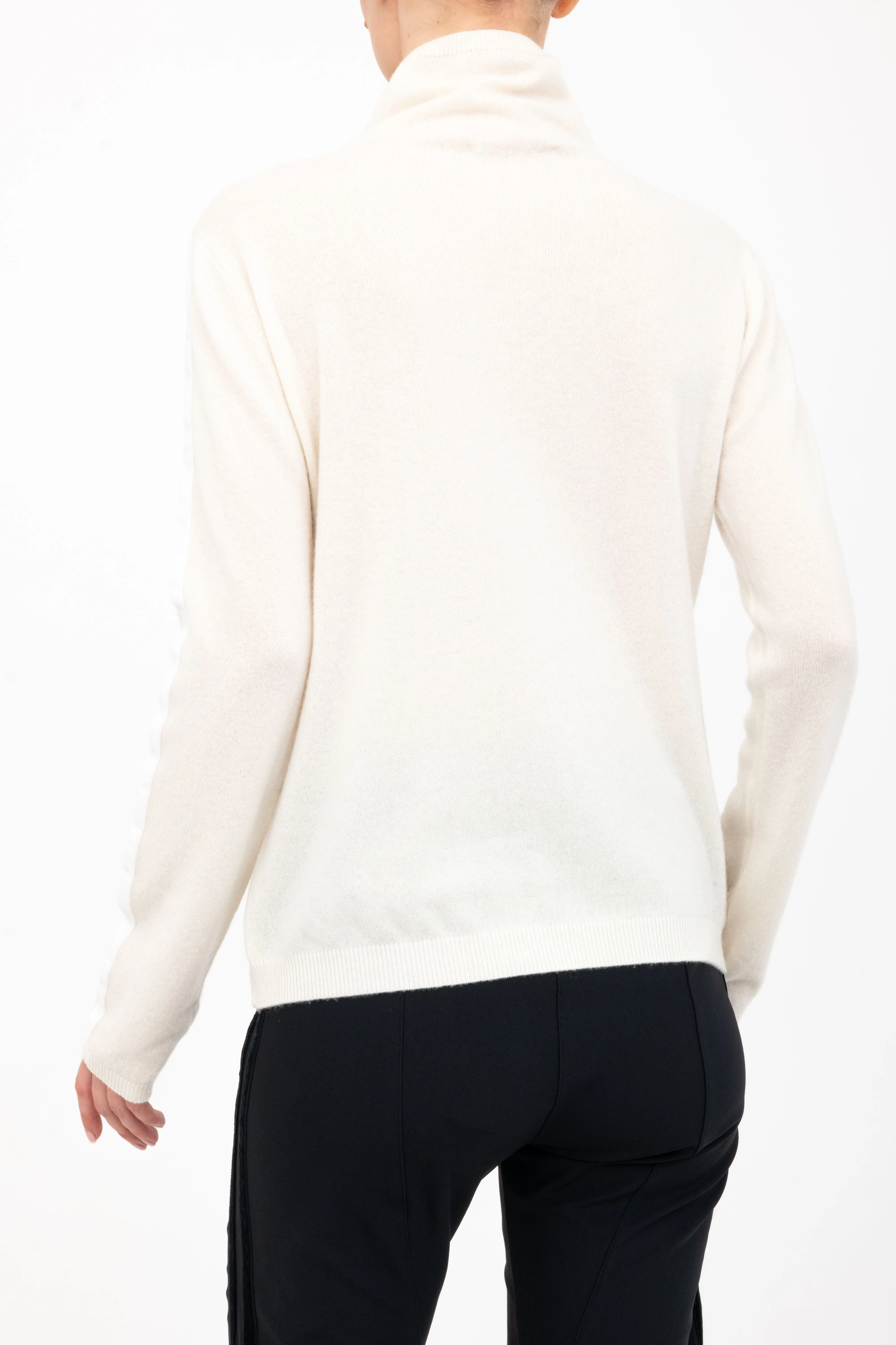 Cashmere Blend Mock Neck Knit Top with Velvet Trim - ALEXIA H24