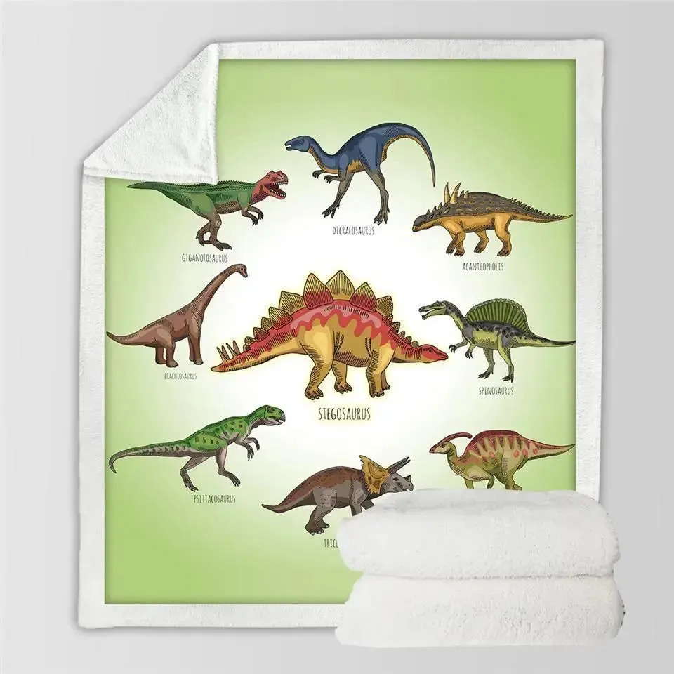 Children Dinosaur Fluffy Soft Cotton Blanket