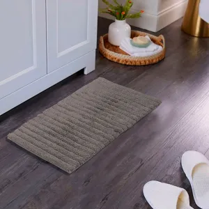 Corded Stripe Anti Skid Solid Pewter Bath Mat