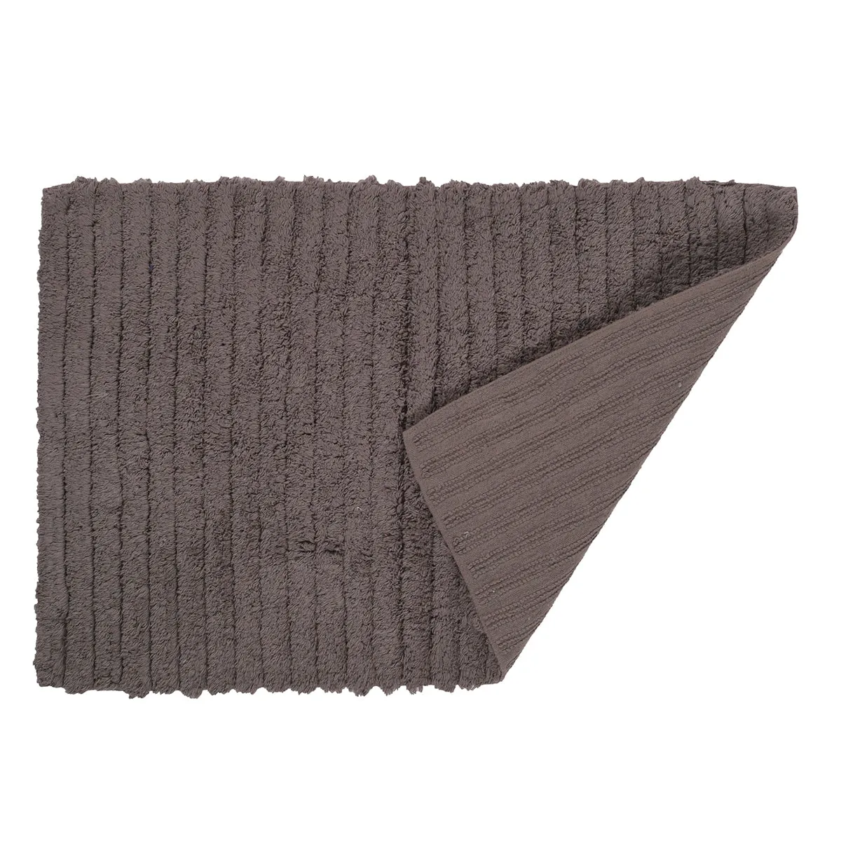 Corded Stripe Anti Skid Solid Pewter Bath Mat