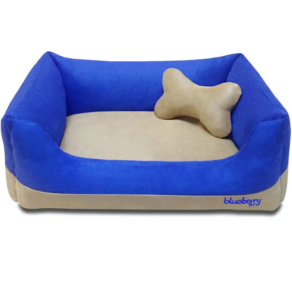 Cover-removable and Washable Color-block Premium Microsuede Dog Bed