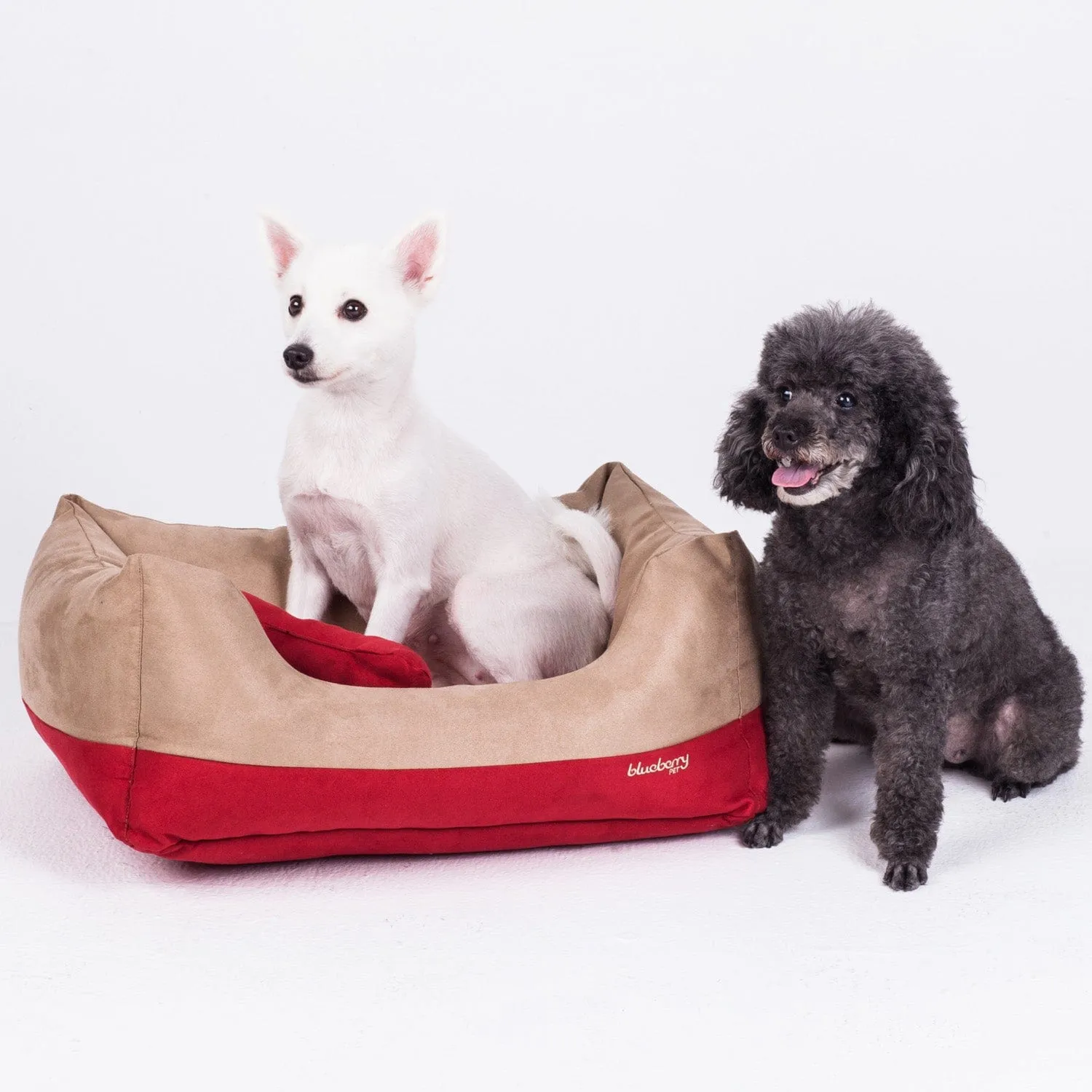 Cover-removable and Washable Color-block Premium Microsuede Dog Bed