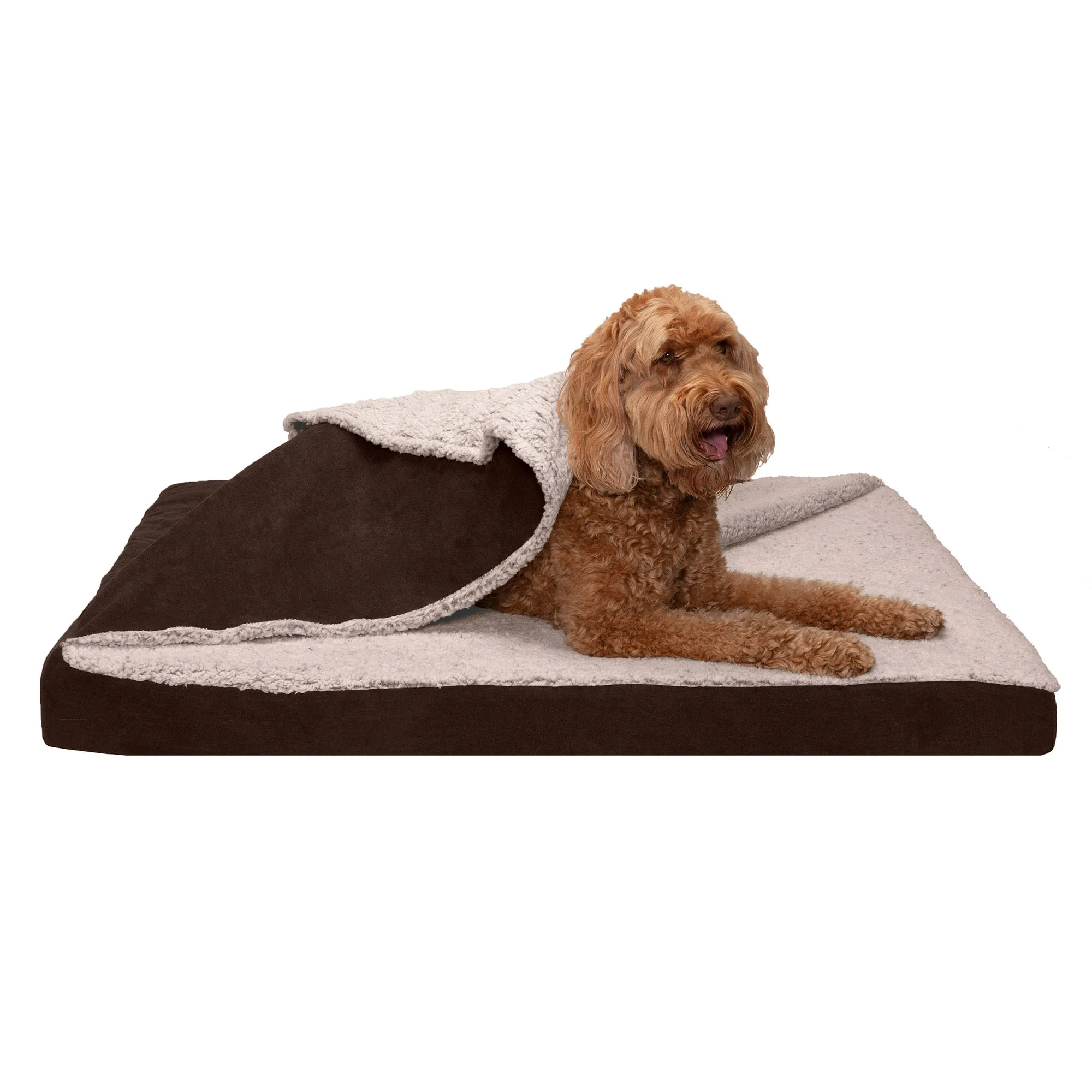 Deluxe Mattress Dog Bed - Berber & Suede Blanket Top