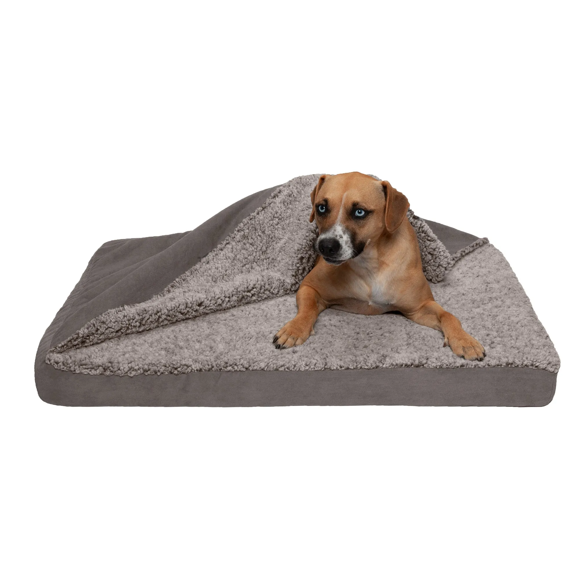 Deluxe Mattress Dog Bed - Berber & Suede Blanket Top