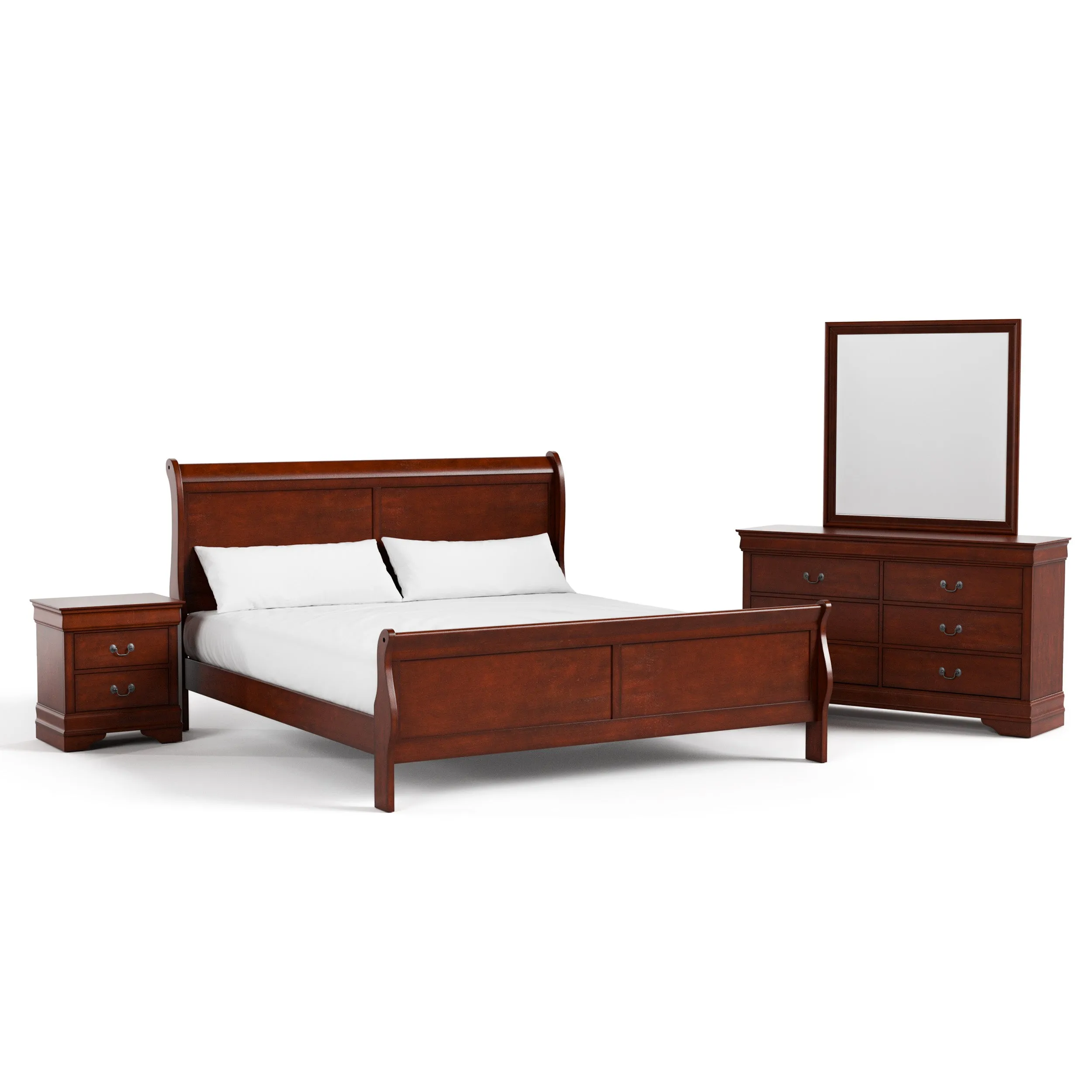 Devi Traditional Solid Wood 4-Piece Bedroom Set