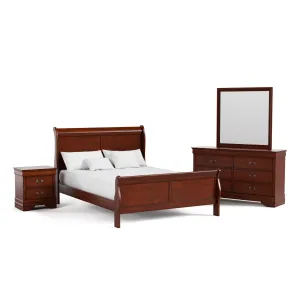 Devi Traditional Solid Wood 4-Piece Bedroom Set