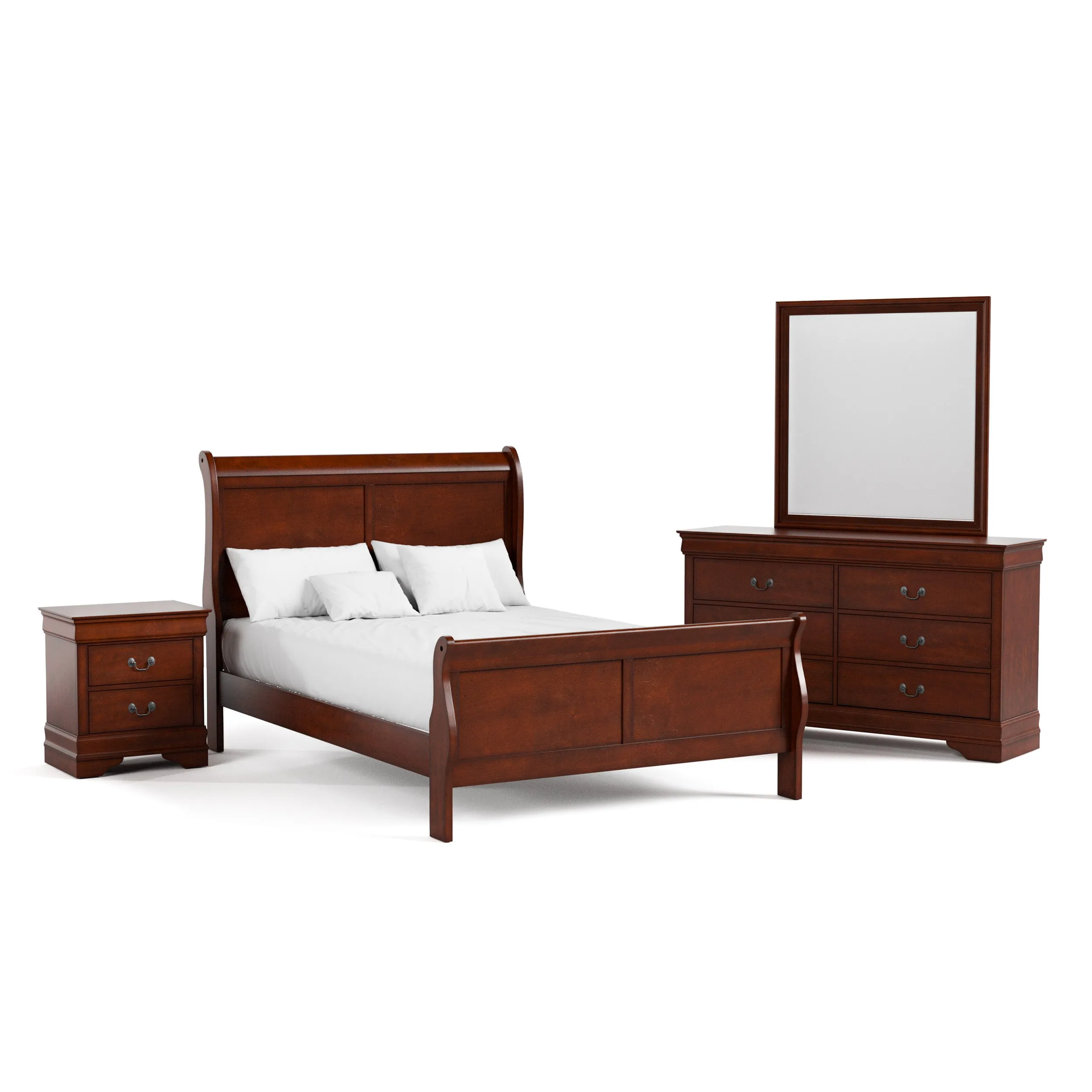 Devi Traditional Solid Wood 4-Piece Bedroom Set