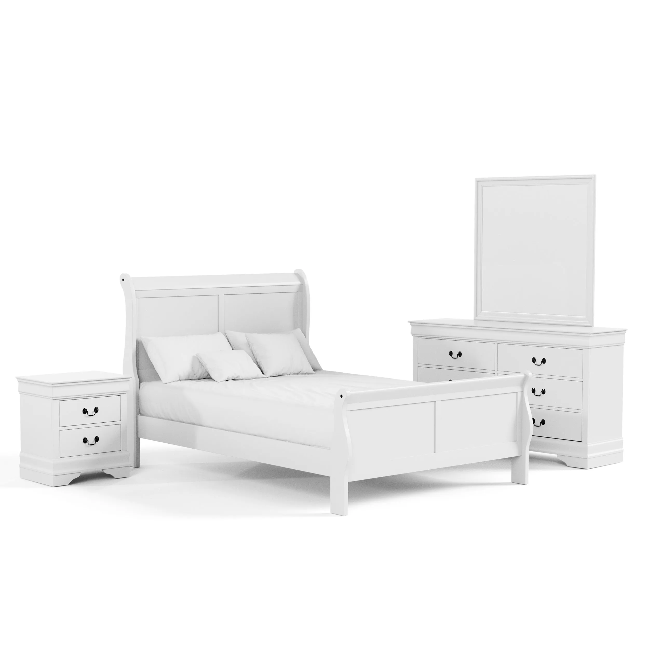 Devi Traditional Solid Wood 4-Piece Bedroom Set