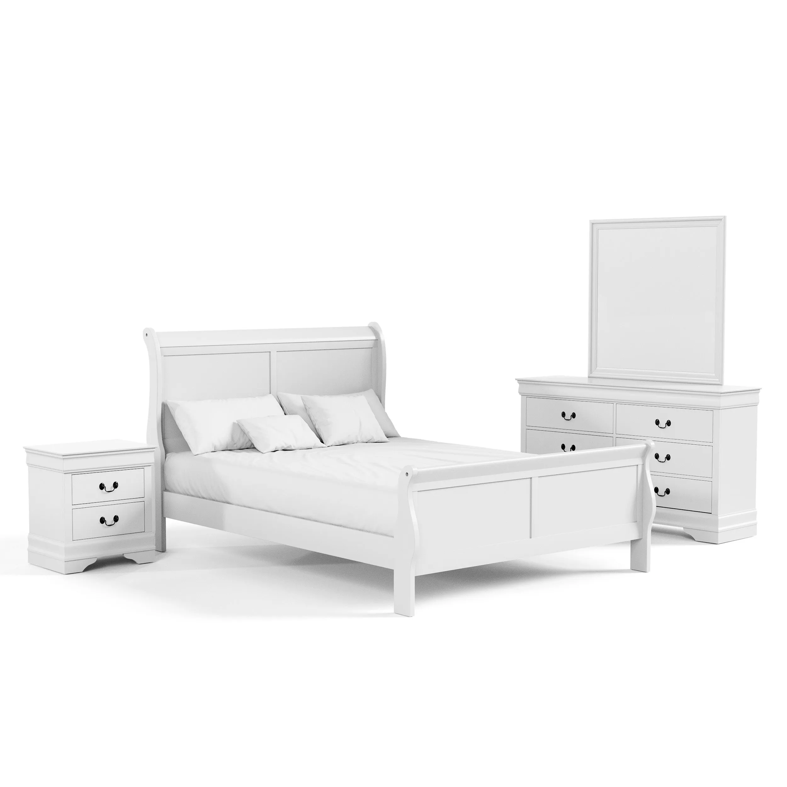 Devi Traditional Solid Wood 4-Piece Bedroom Set