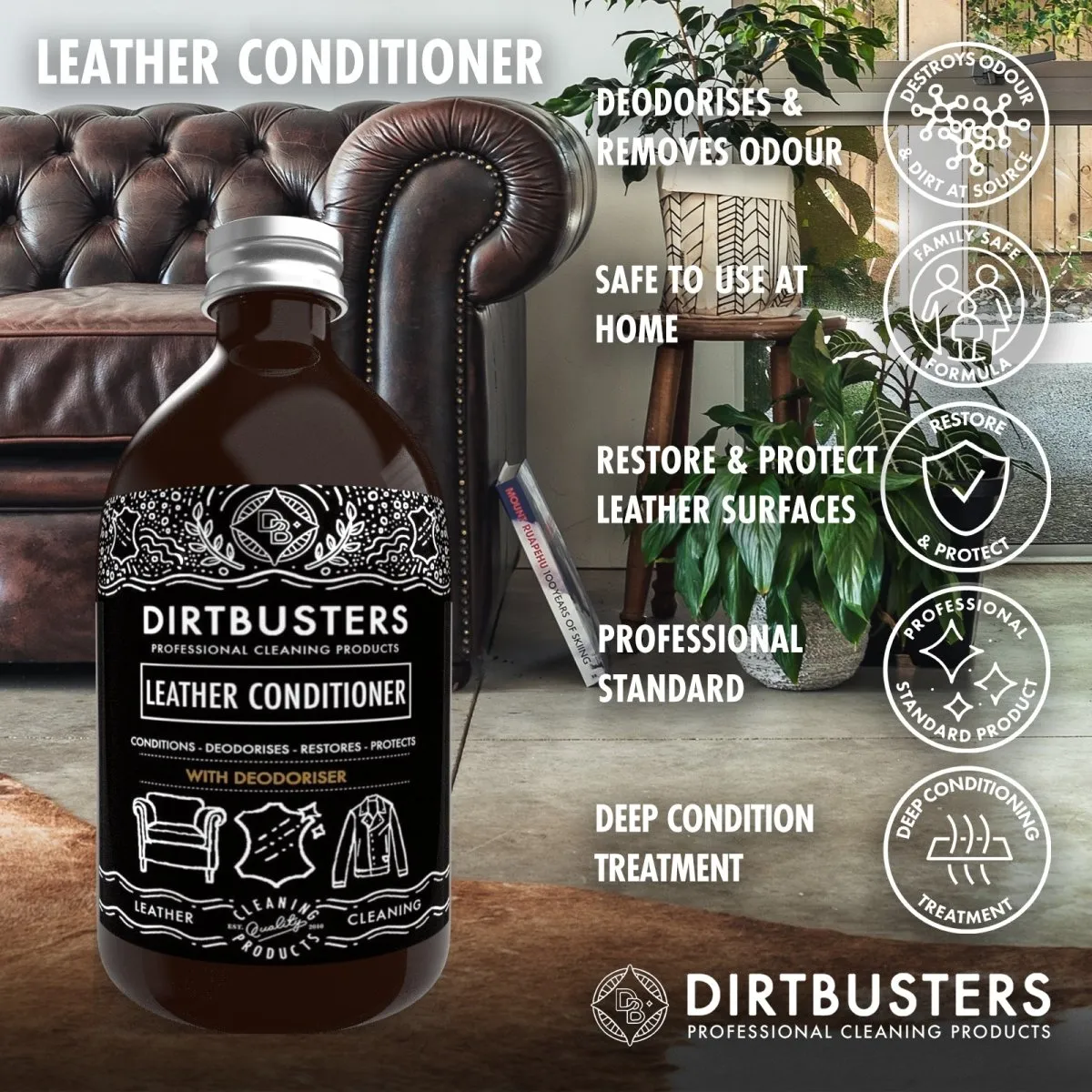 Dirtbusters Leather Conditioner & Protect, With Deodoriser (500ml)