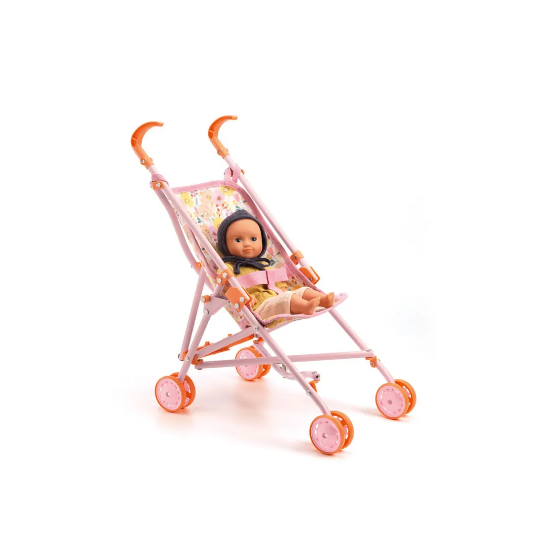 Djeco 54cm Flower Doll Umbrella Stroller