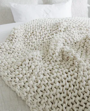 Finn Chunky Knit Throw Ivory