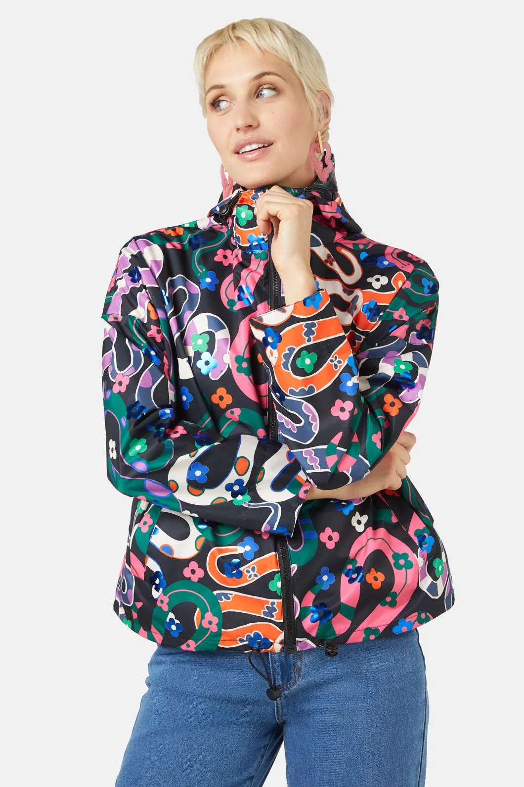 Flower Snake Crop Raincoat