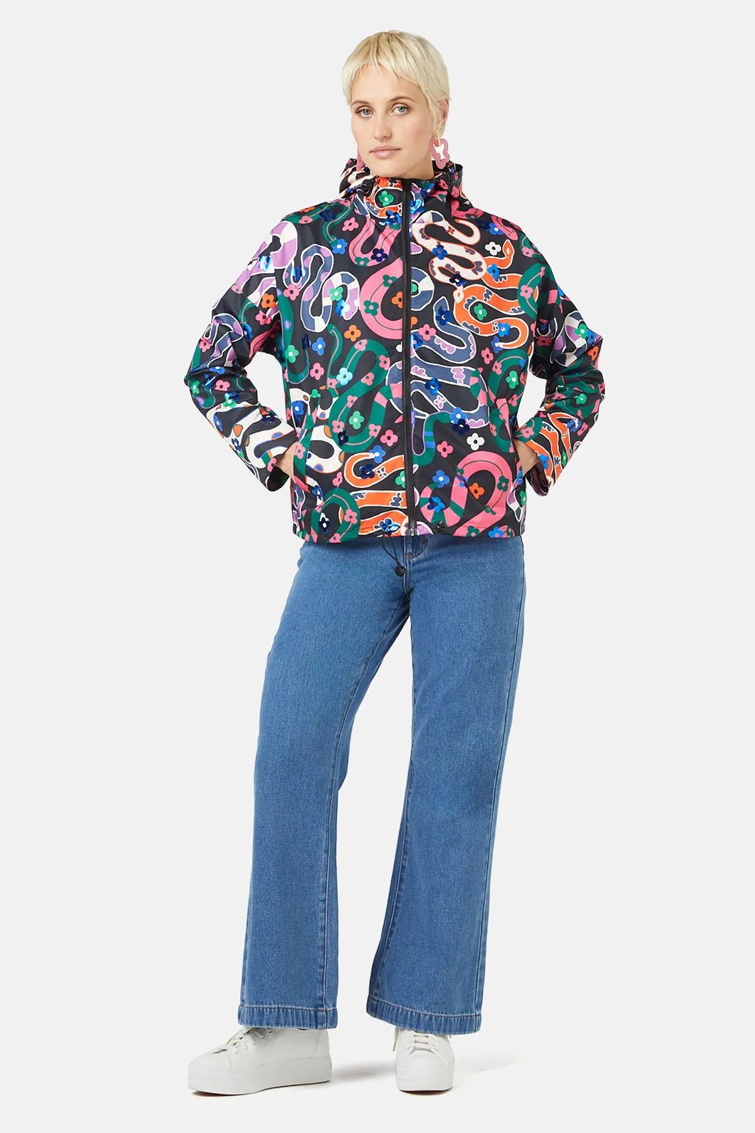 Flower Snake Crop Raincoat