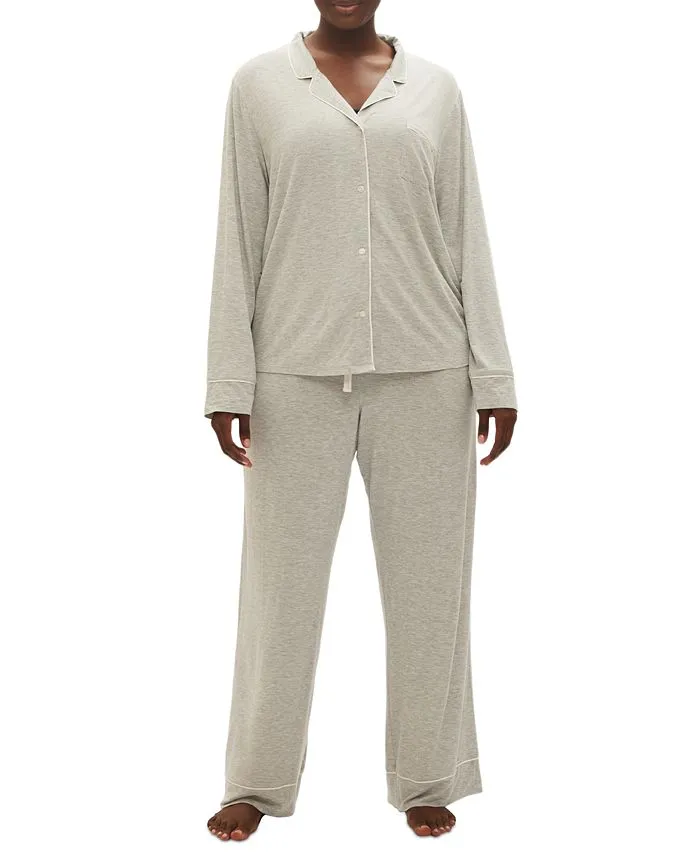 Gap  Body for women 2 pcs.  GAP Notched Collar Long Sleeve Pajama Set, Gray