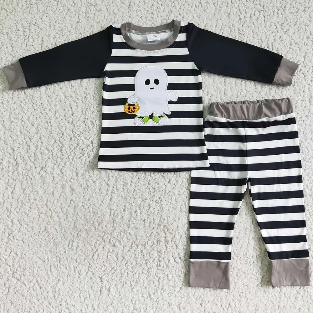 Halloween Kids Boys Pajamas Sleepwear Embroidery Boutique Kids Nightwear BLP0018