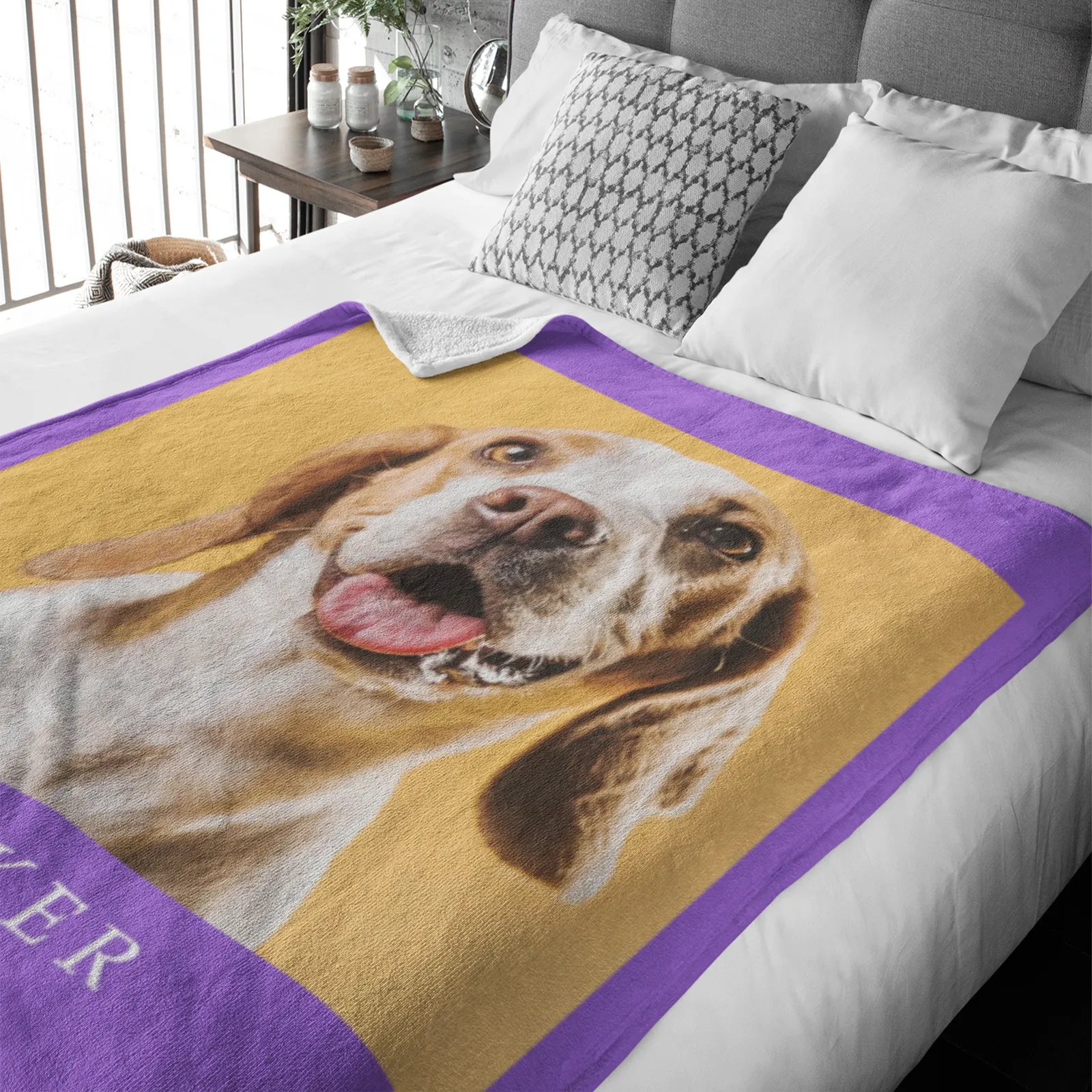 Image of One With Monogram Premium Fleece Photo Blanket