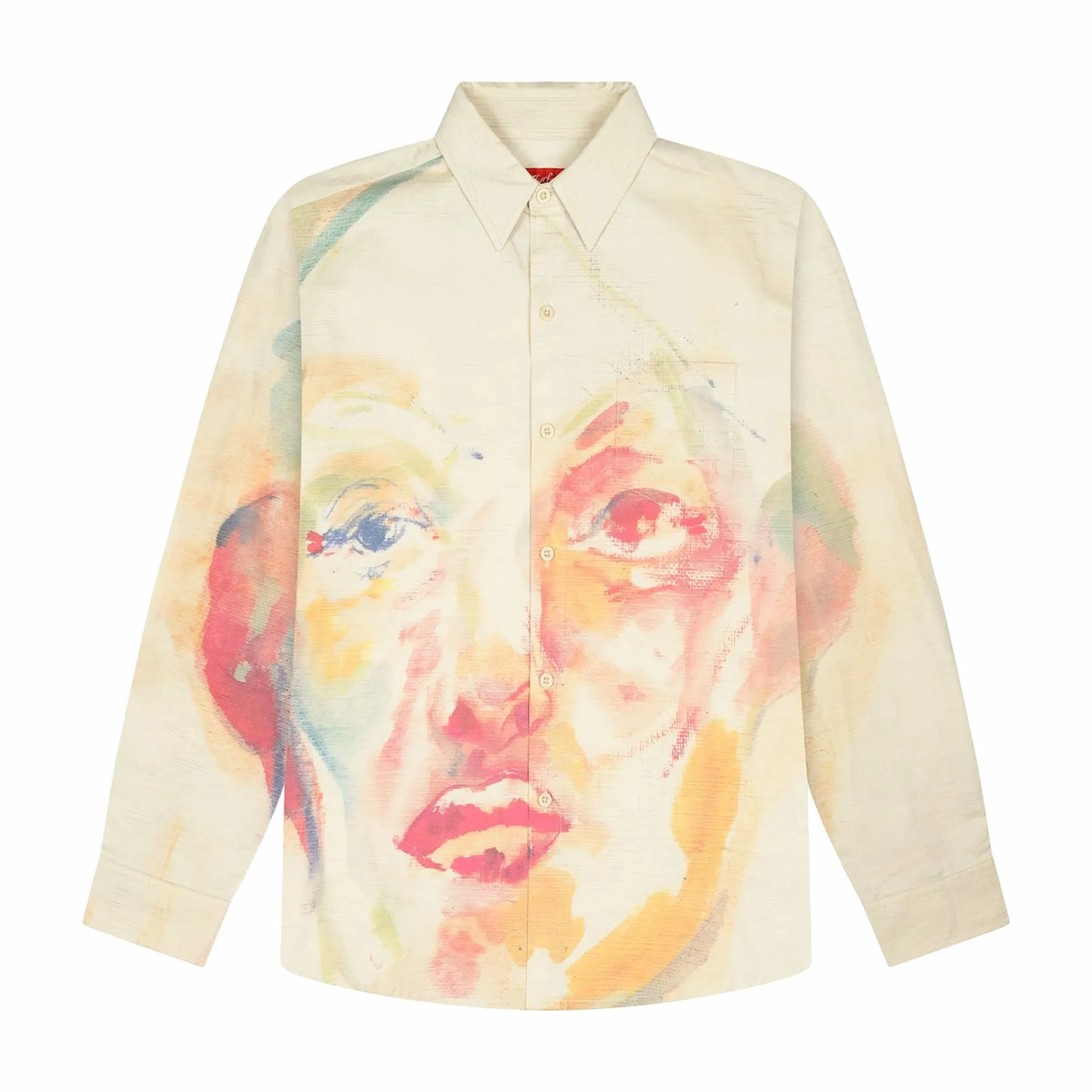 KidSuper Studios Printed Face Button Up (Tan/Orange)