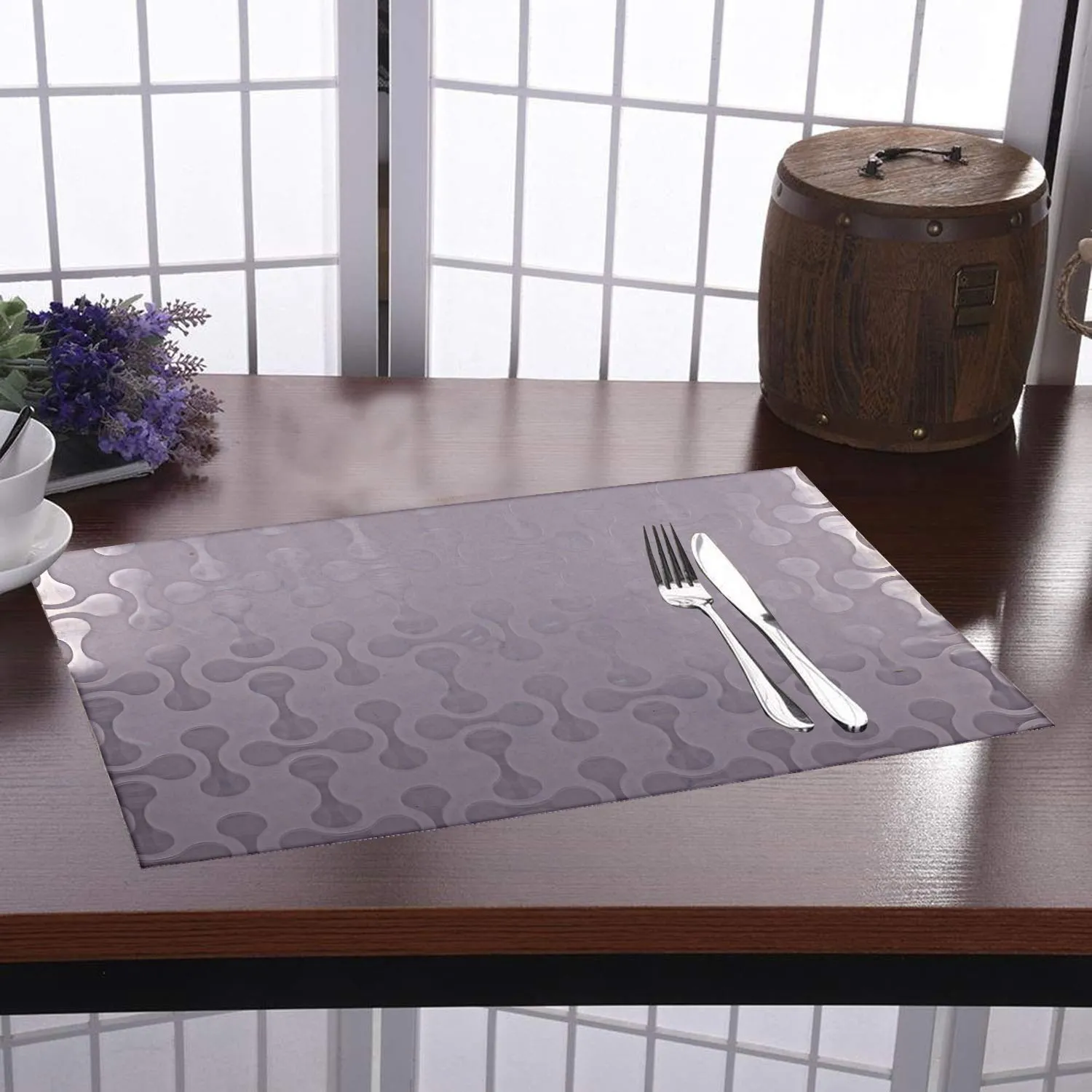 Kuber Industries Coin Design 6 Pieces PVC Dining Table Place Mats,White-CTKTC28314