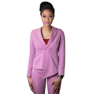 Label V neck draped women suit