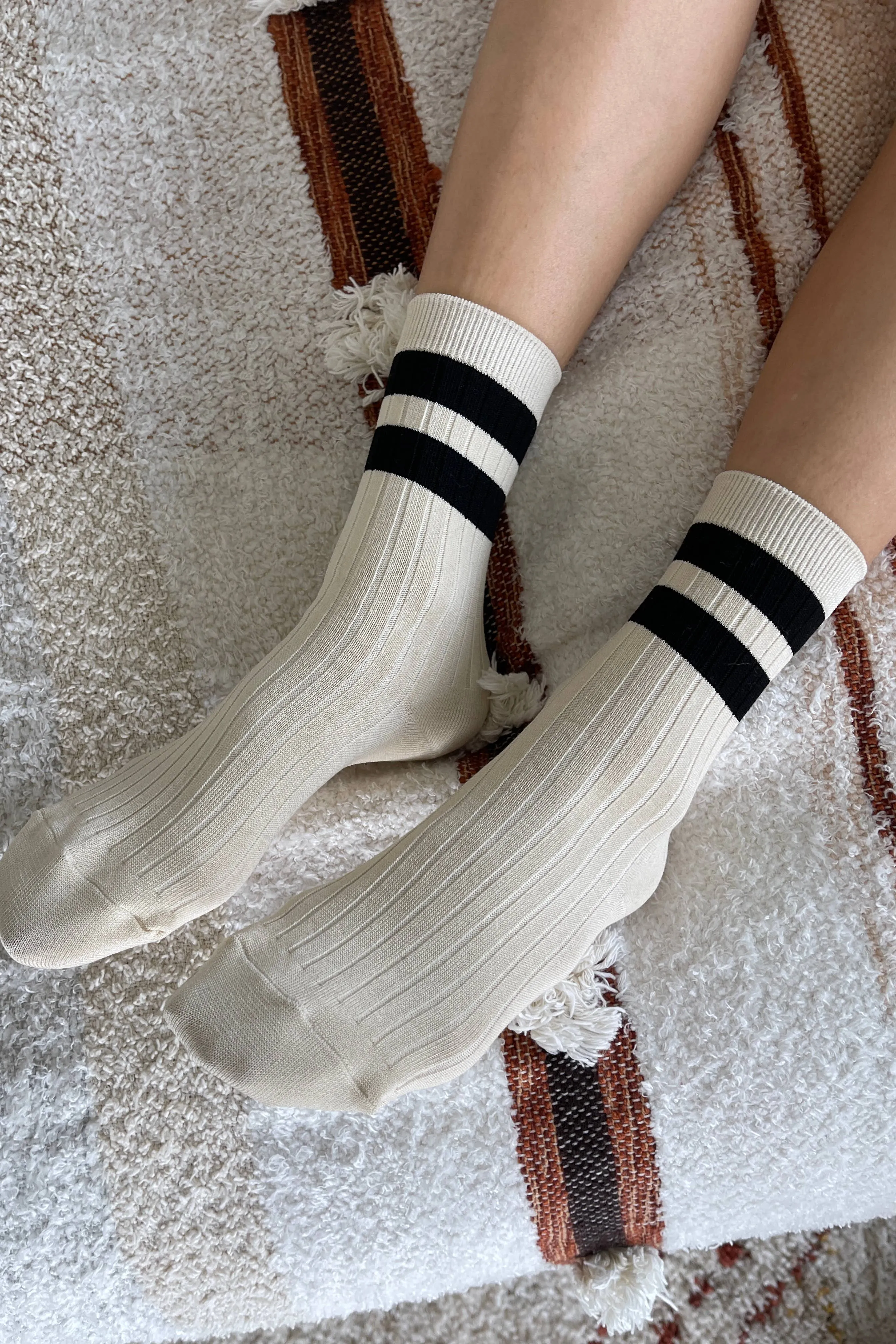 LE BON SHOPPE | Her Socks - Varsity: Cream Black