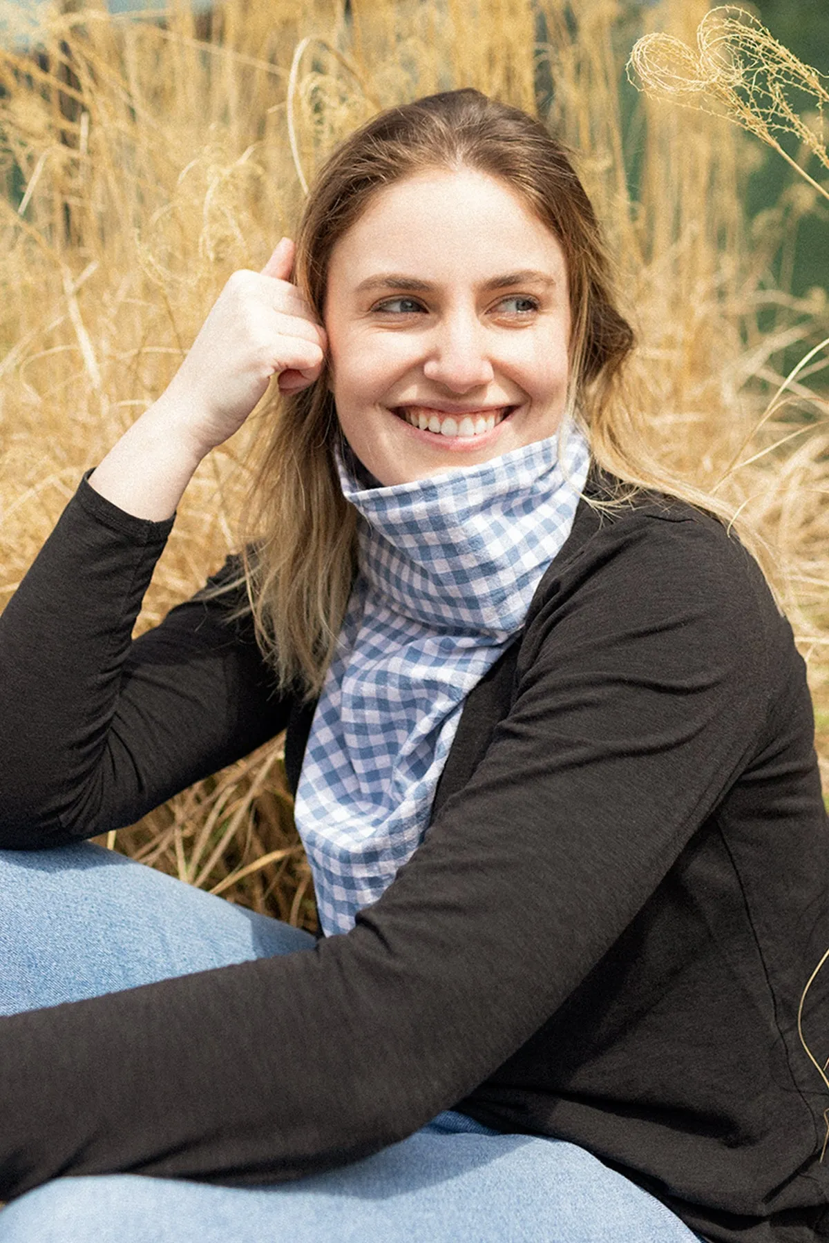 Light Blue Gingham Bandana