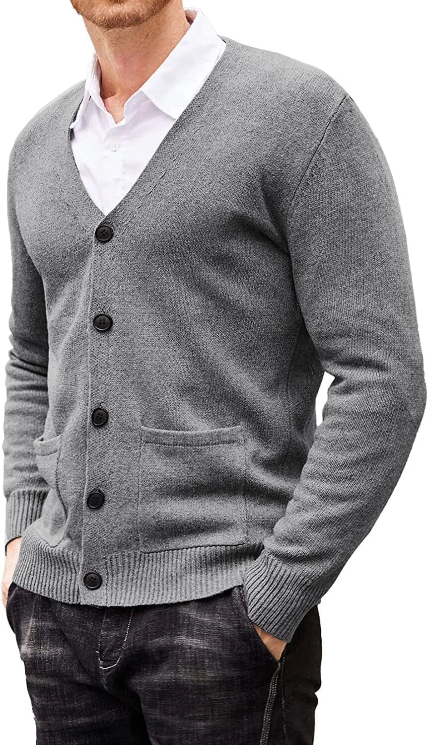 Lightweight V Neck Knitted Sweaters with Pockets (US Only)