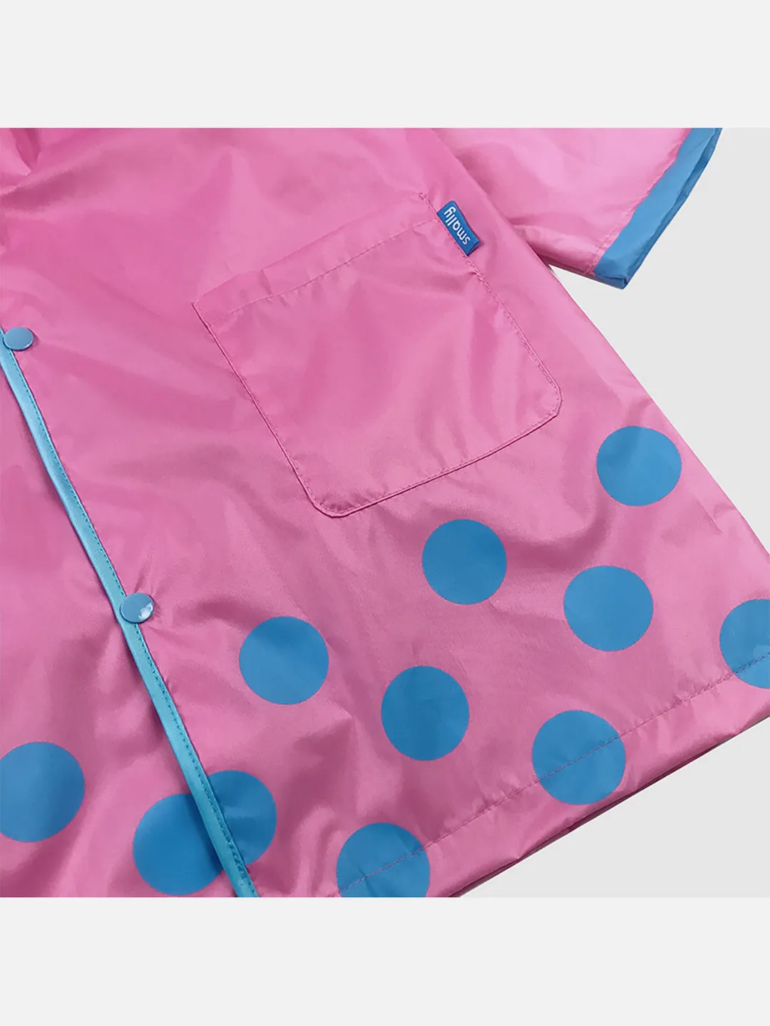 Little Surprise Box Pink Monkey Knee Length Raincoat for Kids