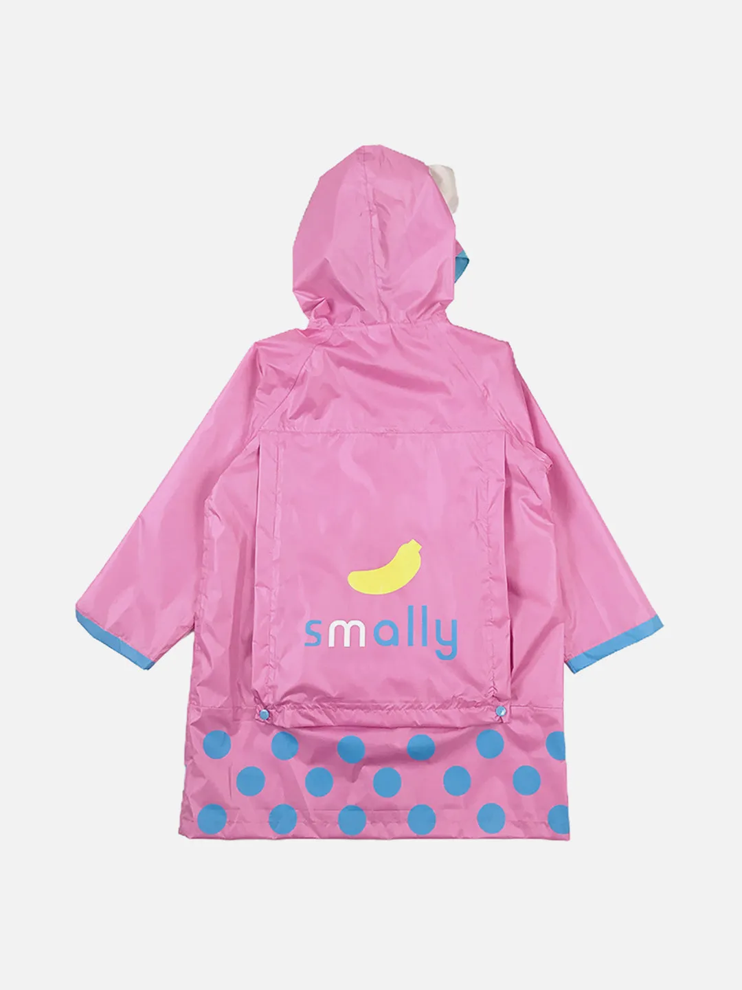 Little Surprise Box Pink Monkey Knee Length Raincoat for Kids