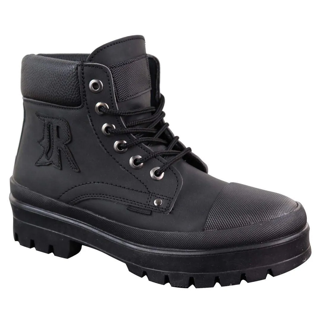 Mens Casual Work Laced R Boots Biker Work Combat Military PU Nubuck Leather